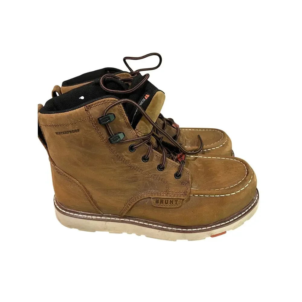 BRUNT The Marin Comp Toe Waterproof Work Boots Men’s 10 Brown ASTM EH Wedge